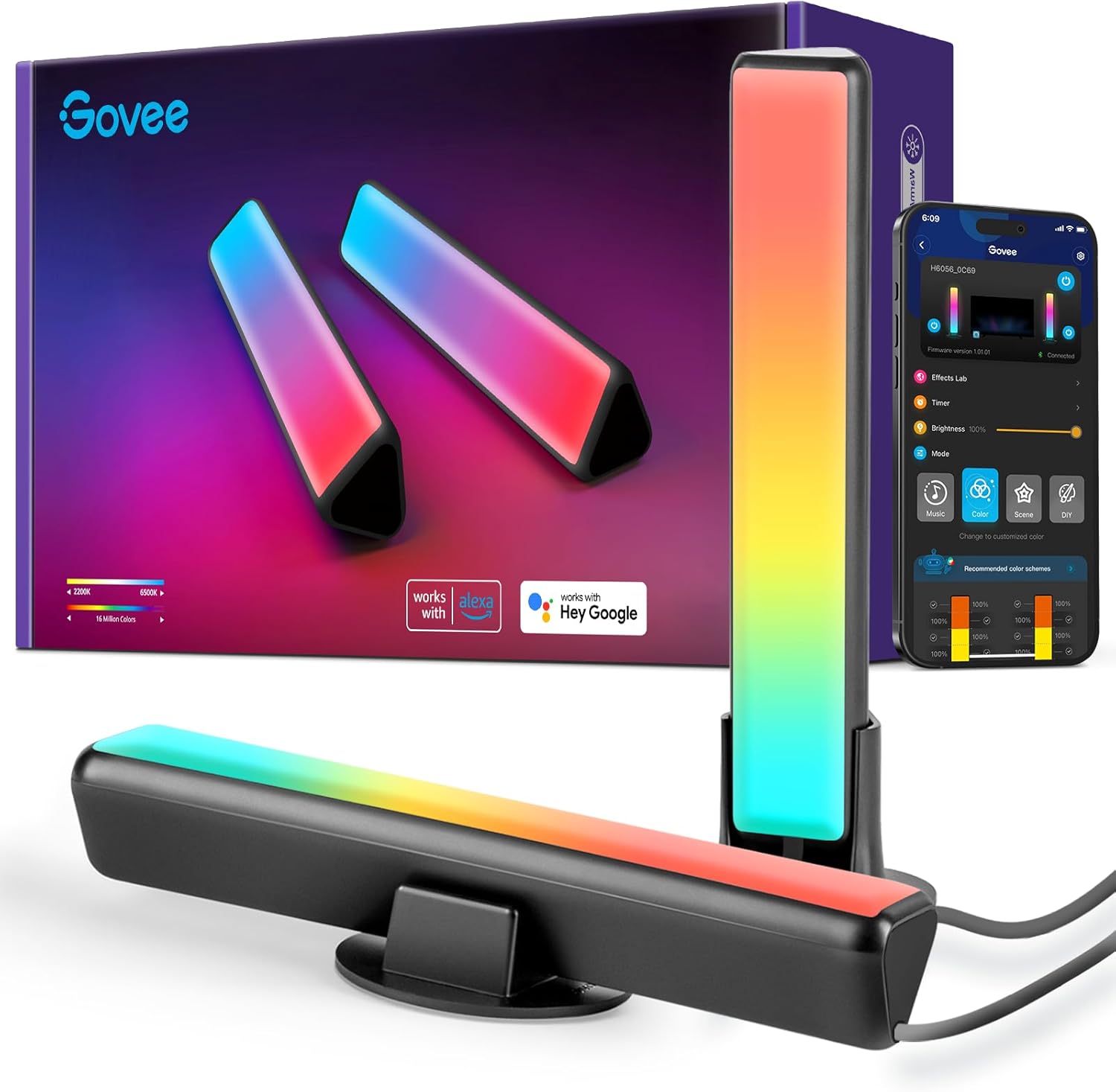 Smart RGB Lighting bars behind gaming monitor setup