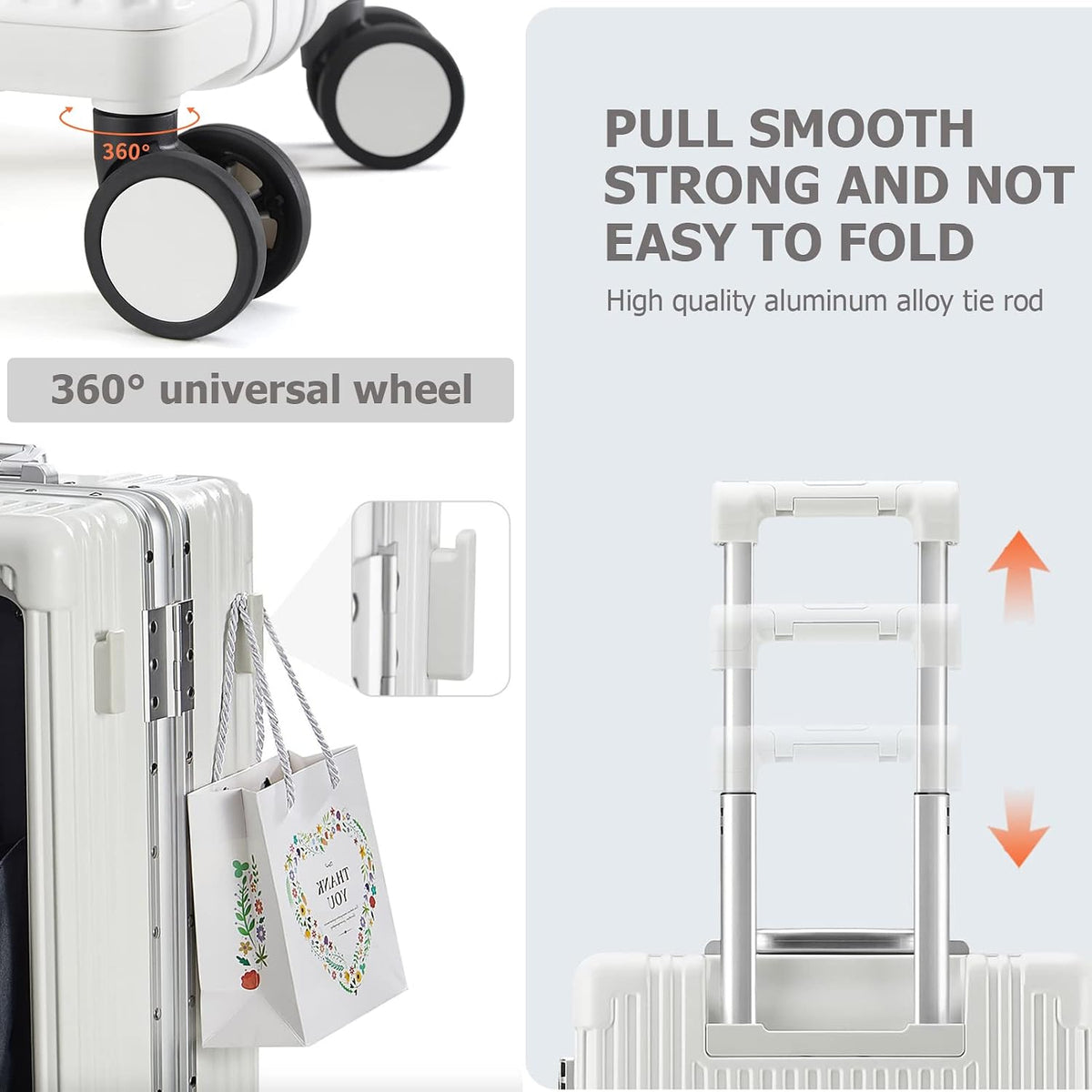 Smart Hardshell Carry-On Luggage with USB encalife