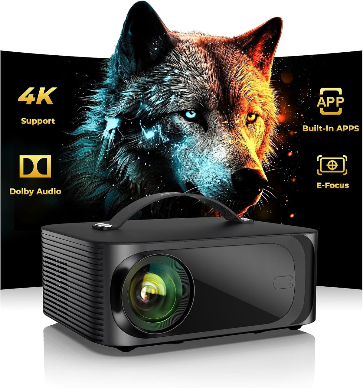 Portable 4K Smart Bedroom Projector encalife