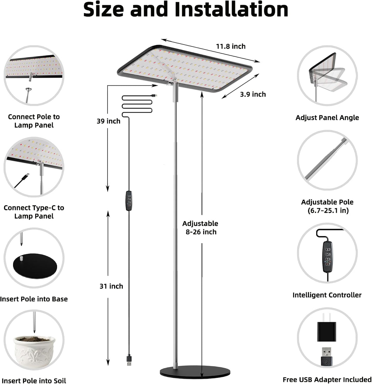 Grow Lights for Indoor Plants | Smart LED Plant Lamp encalife