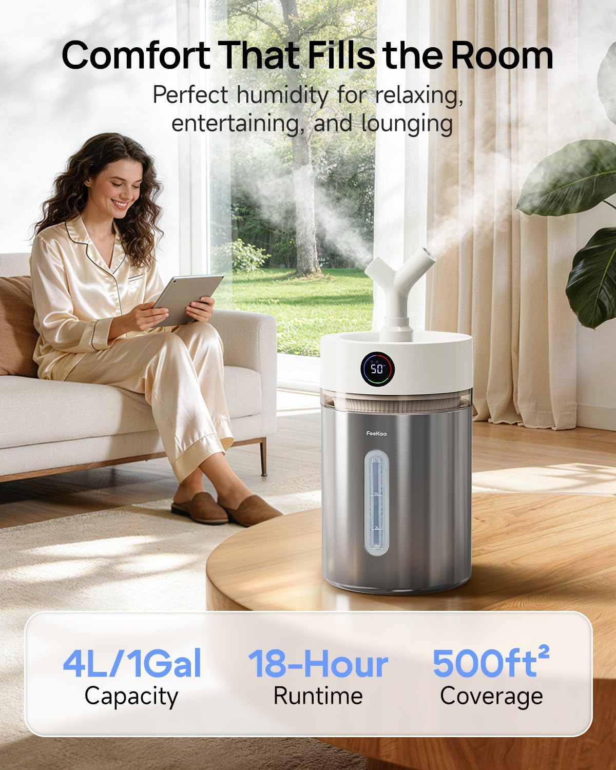 Stainless Steel Humidifier With Aroma Mist Control encalife