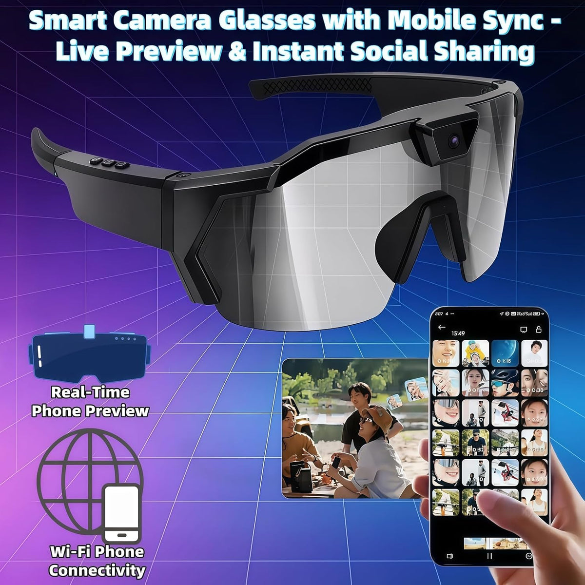 4K Camera Smart Sunglasses encalife