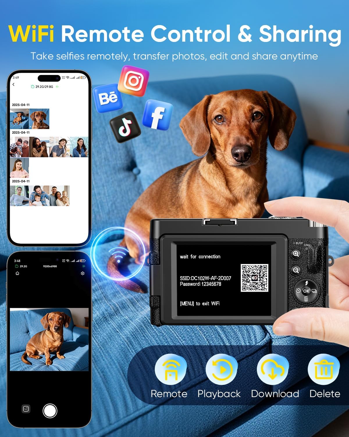 4K 64MP WiFi Vlogging Camera with Flip Screen encalife
