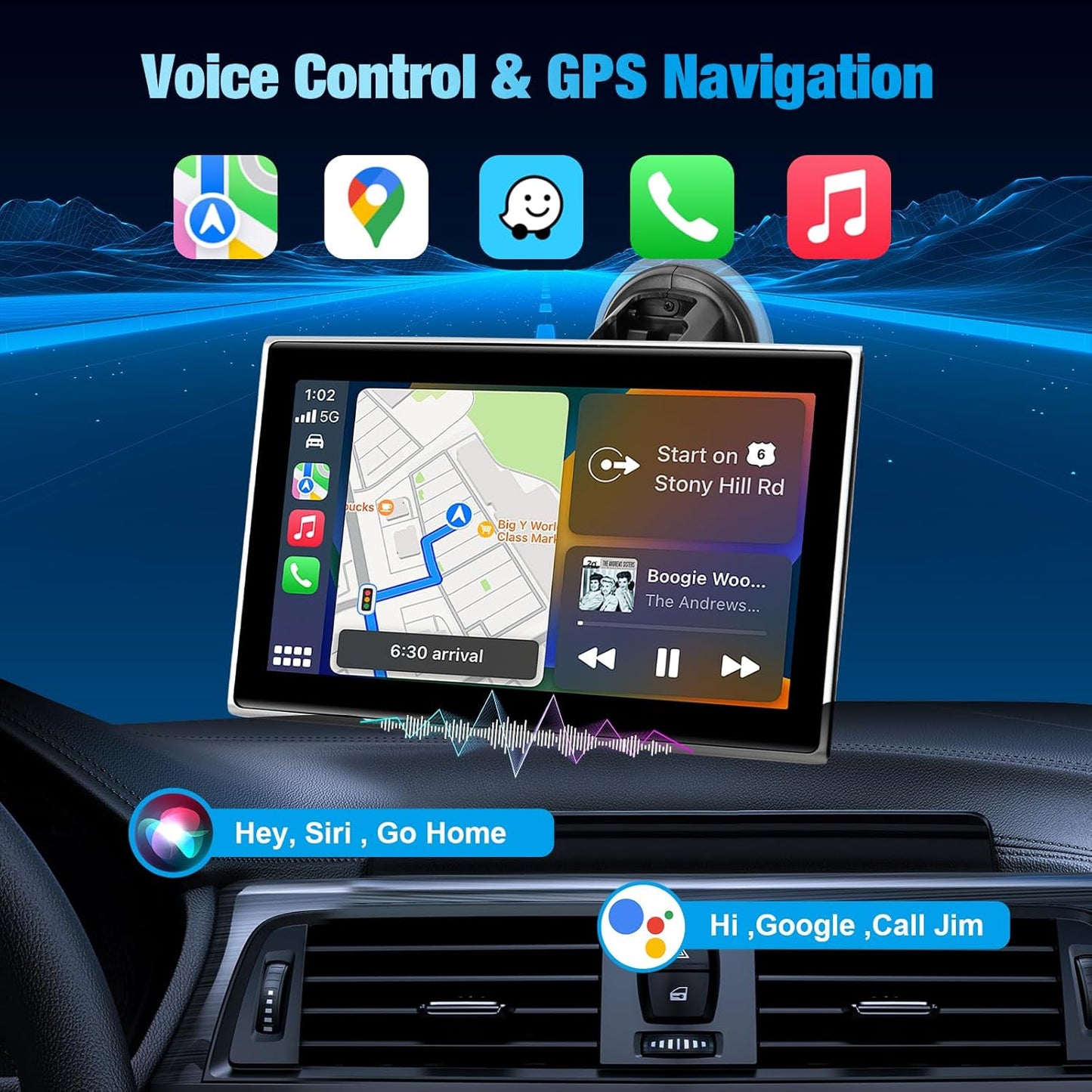 Wireless Carplay Screen 7 Inch Portable Display encalife