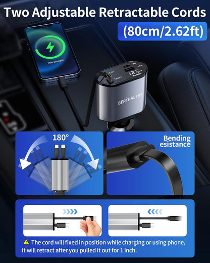 Retractable Car Charger 4 in 1 Fast encalife