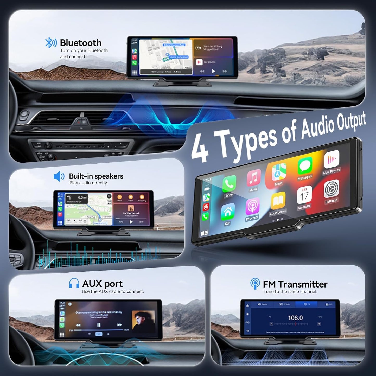 10.26 Inch Wireless Carplay Screen With Camera encalife