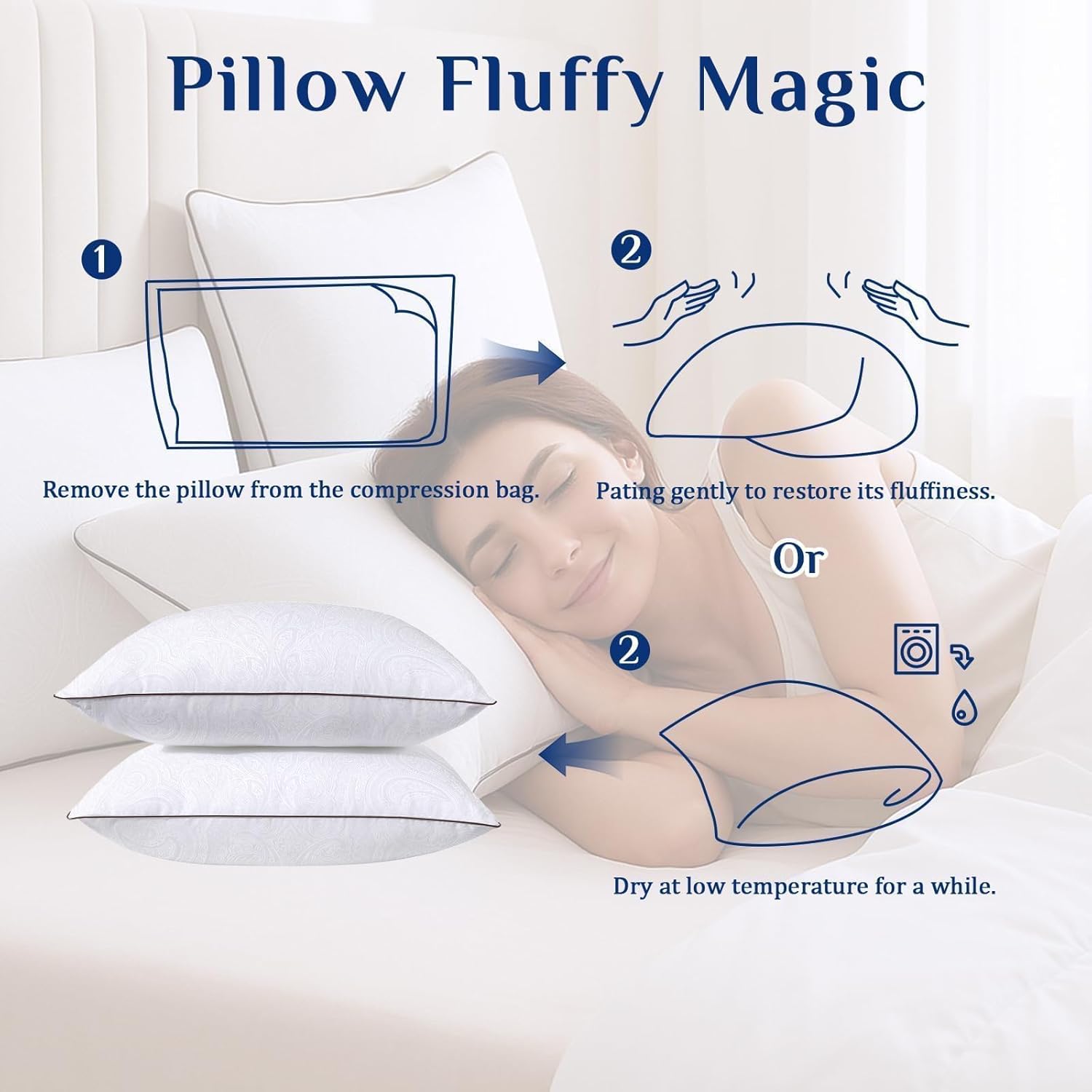 Bed Pillows Set of 4 | Soft Support Hotel Quality Sleeping Pillows encalife