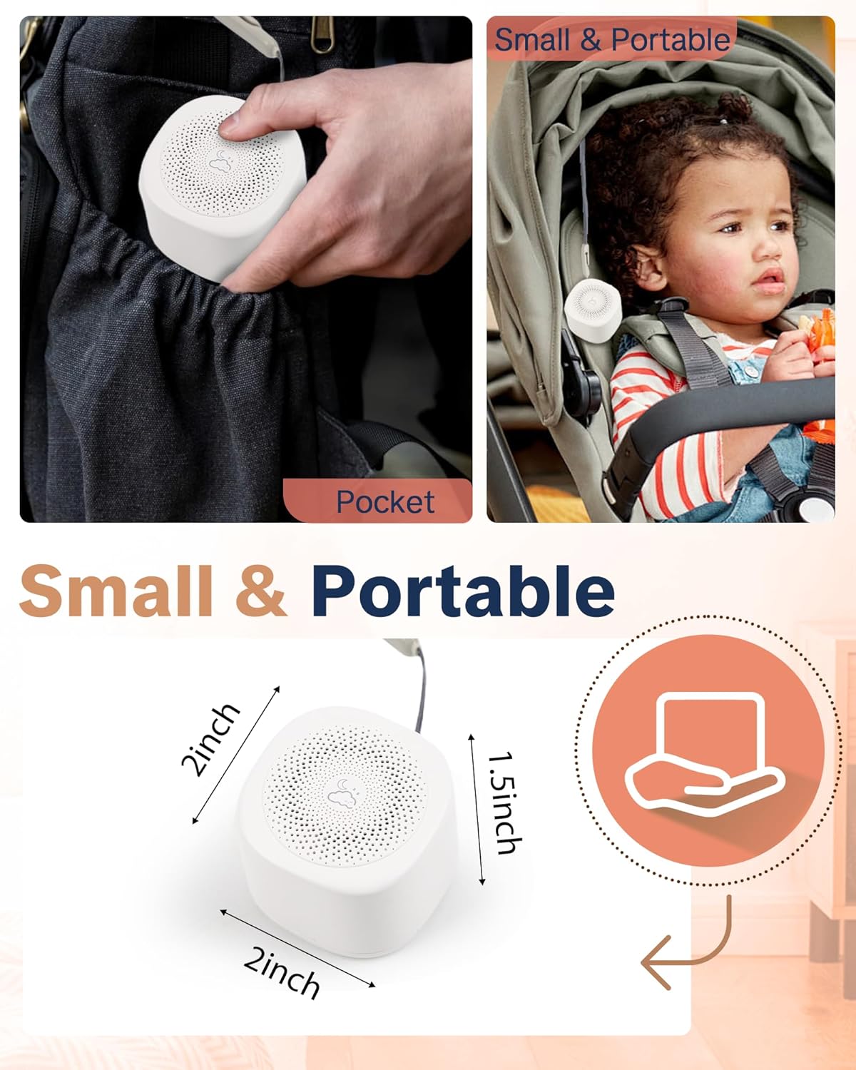 Portable White Noise Machine Rechargeable Night Light encalife