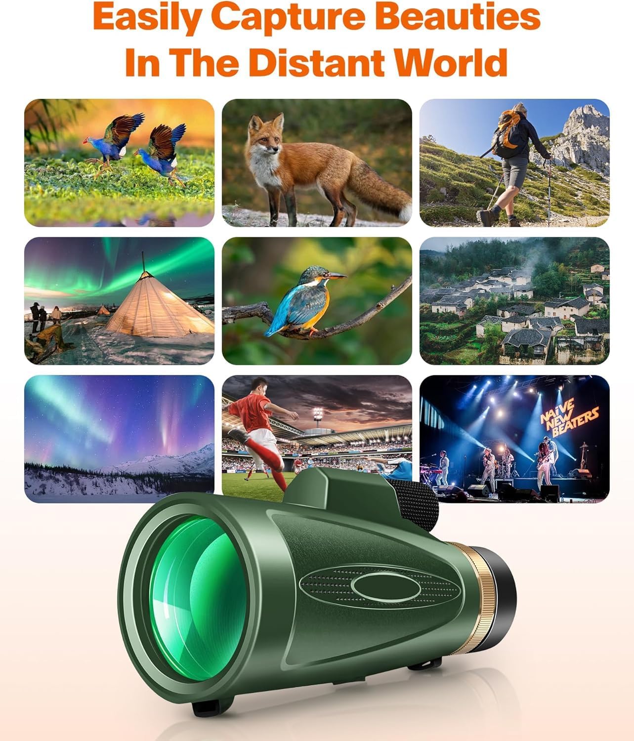 80x100 High Power Monocular I Tripod I Phone Adapter encalife
