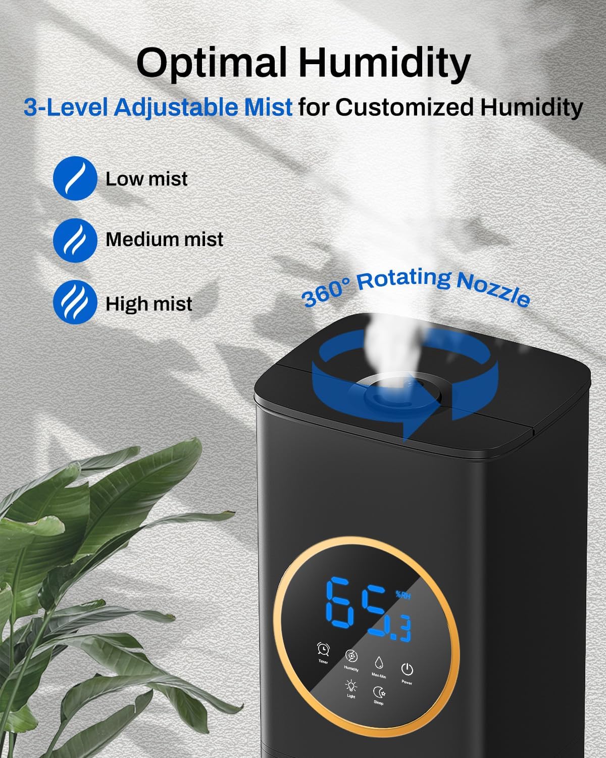 Cool Mist Humidifier | 8L Capacity | With Night Light & Essential Oil Diffuser encalife
