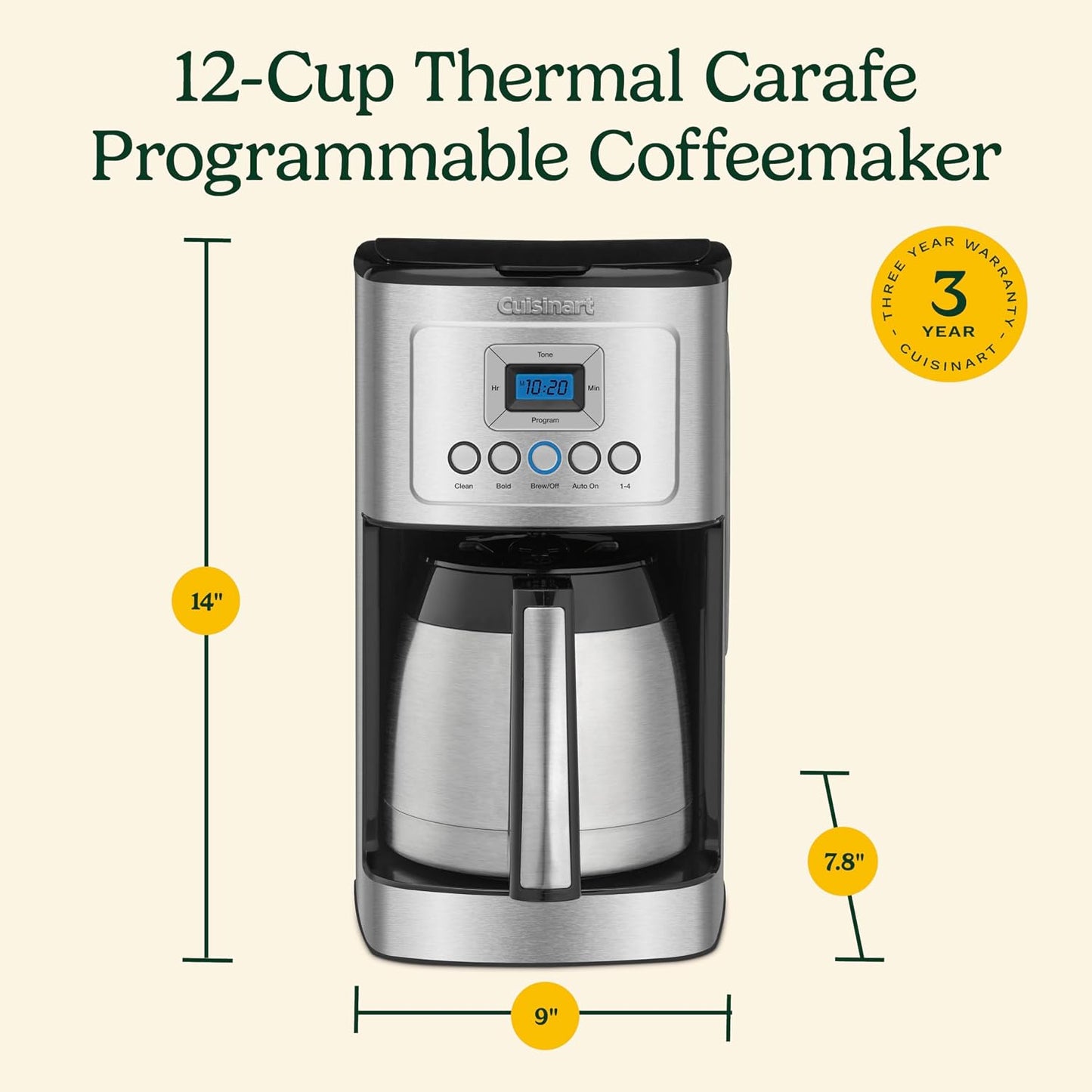 12-Cup Programmable Thermal Carafe Drip Coffee Maker encalife