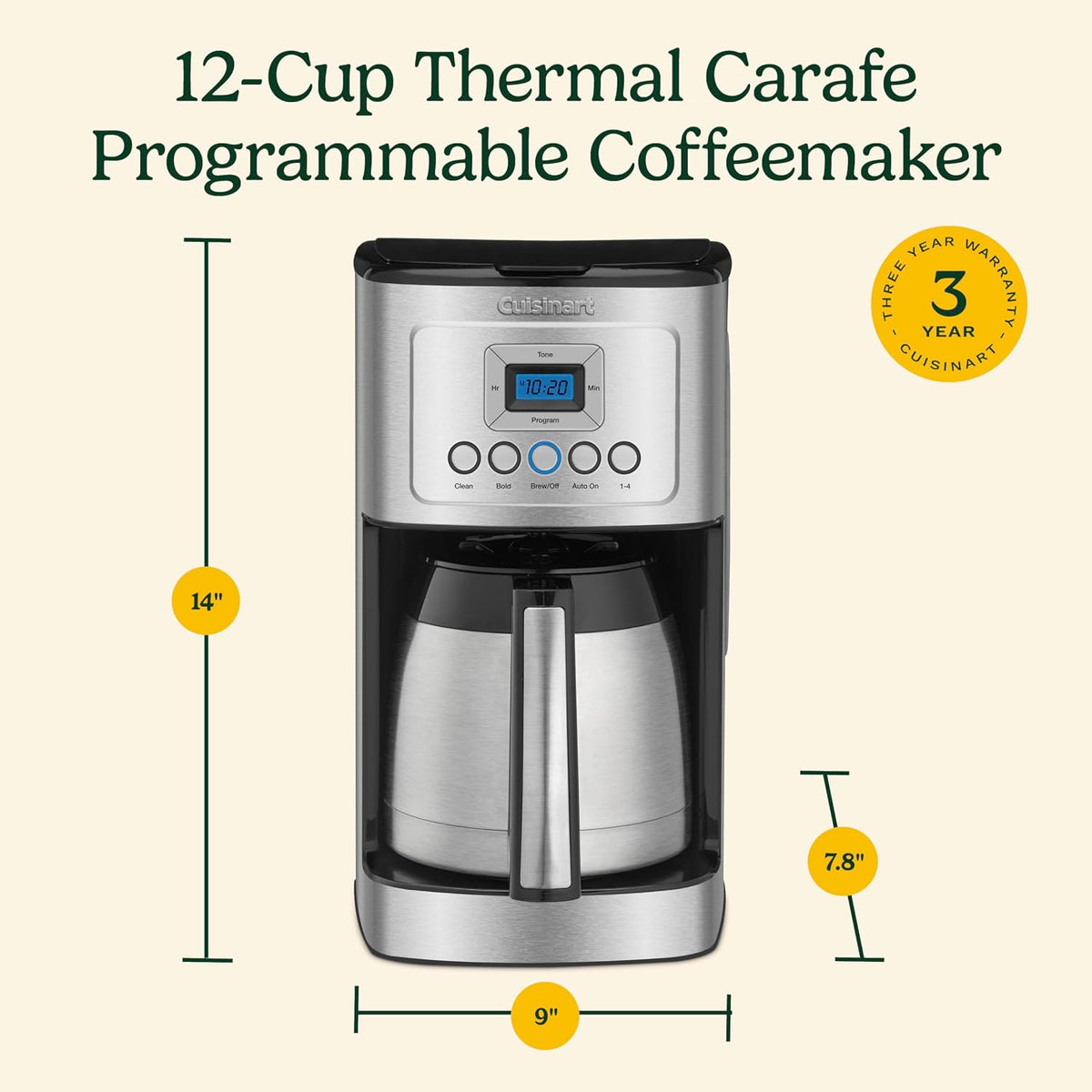 12-Cup Programmable Thermal Carafe Drip Coffee Maker encalife