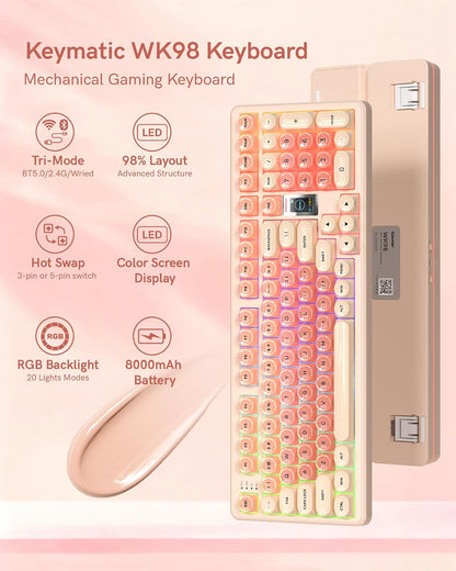 Pink RGB Gaming Mechanical Keyboard encalife