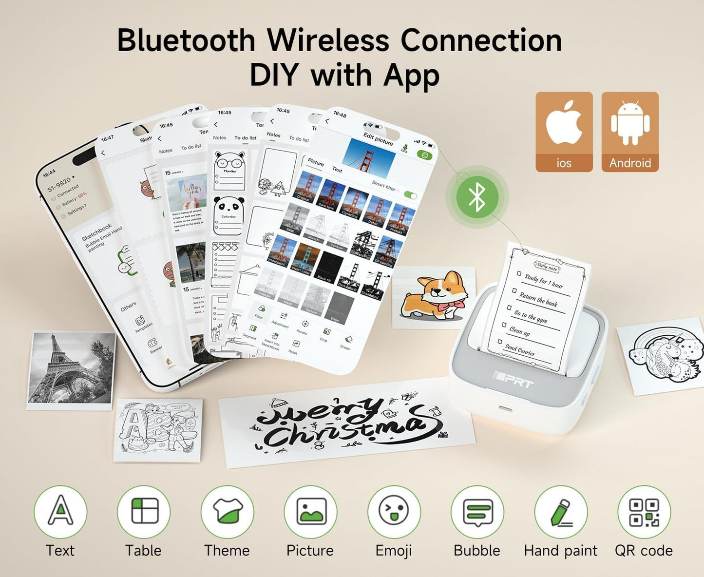 Pocket Bluetooth Sticker Printer for Instant Organization encalife