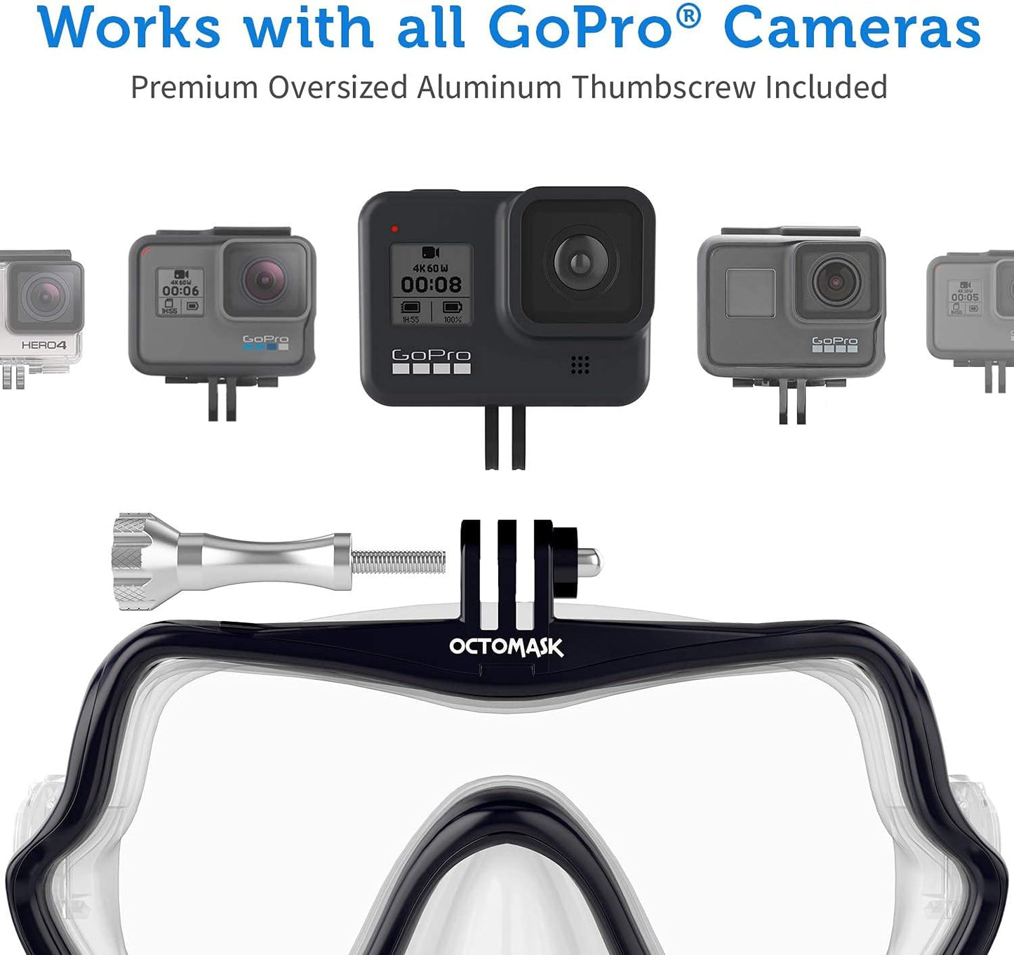 Frameless Scuba Diving Mask With Action Camera Mount encalife