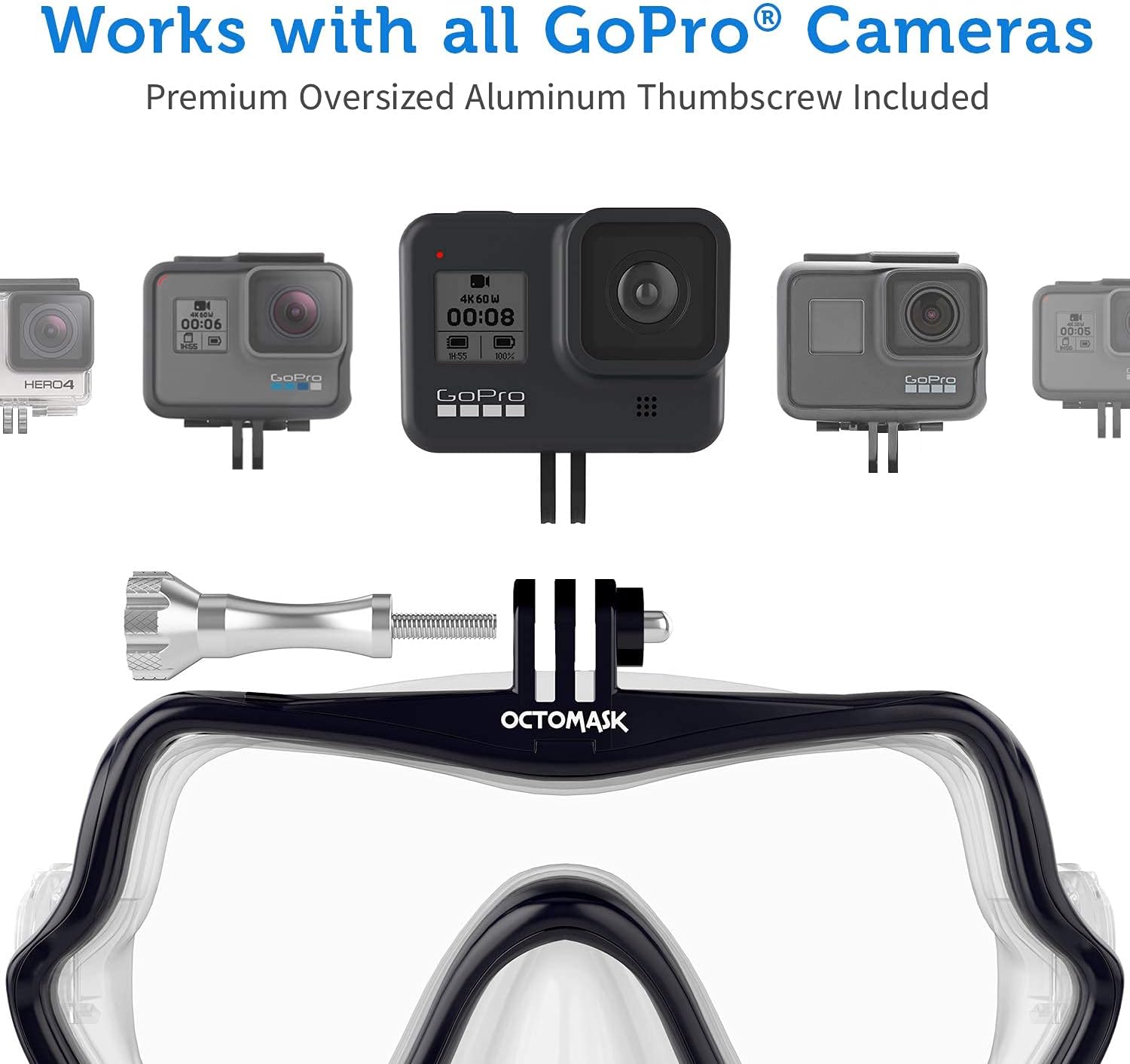Frameless Scuba Diving Mask With Action Camera Mount encalife