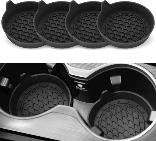 Silicone cup holder insert installed in car