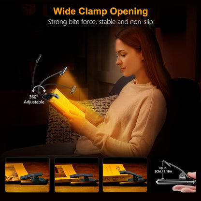 Rechargeable LED Book Light With Adjustable Brightness encalife