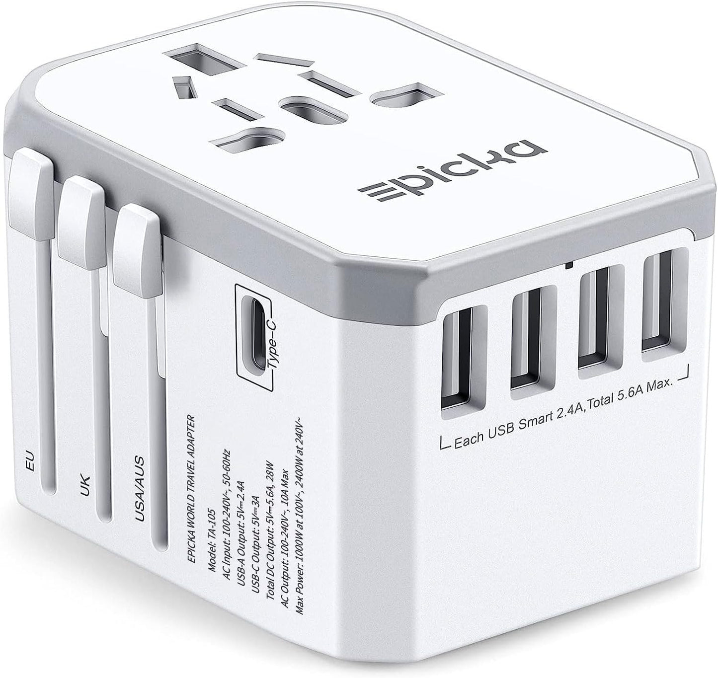 Universal Travel Adapter With Six Charging Ports encalife