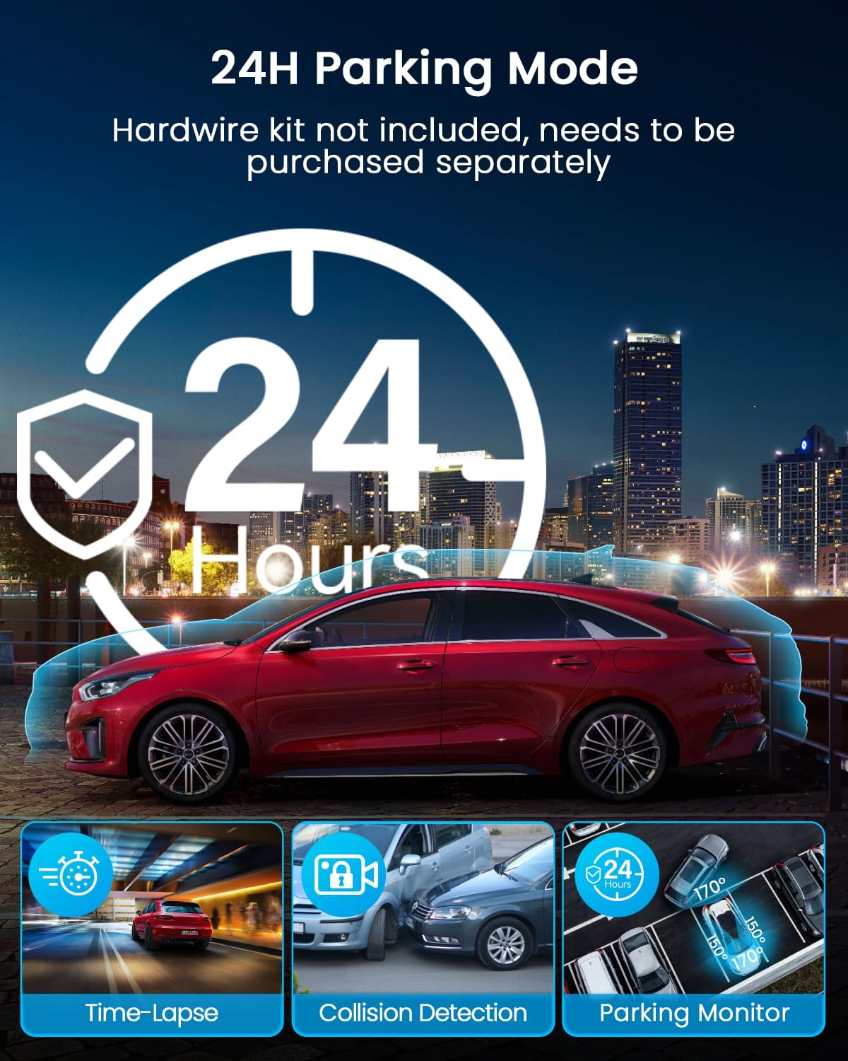 4 Channel Dash Cam I 360 View for Cars WiFi 128GB encalife