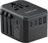 Universal travel adapter with three USB-C ports two USB-A ports and international plugs