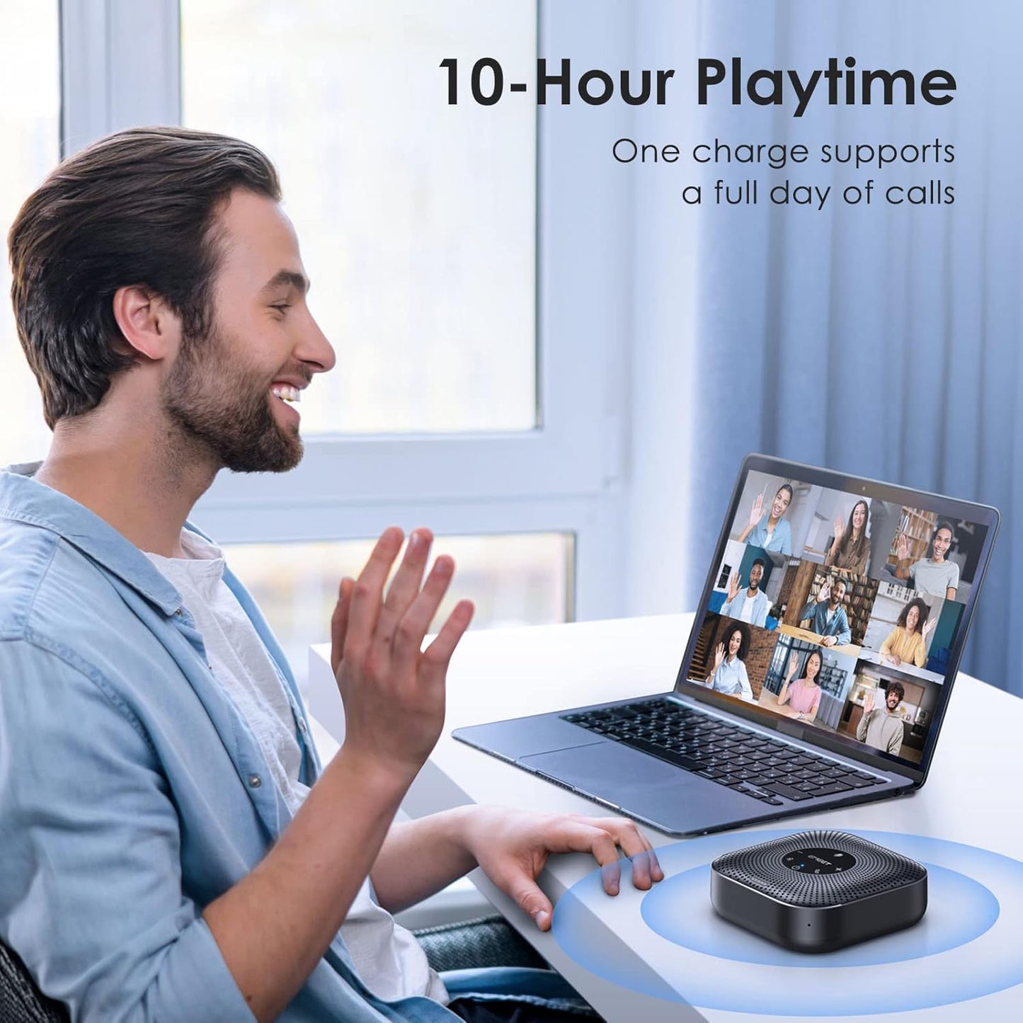 Portable Conference Speakerphone for Clearer Hybrid Meetings encalife