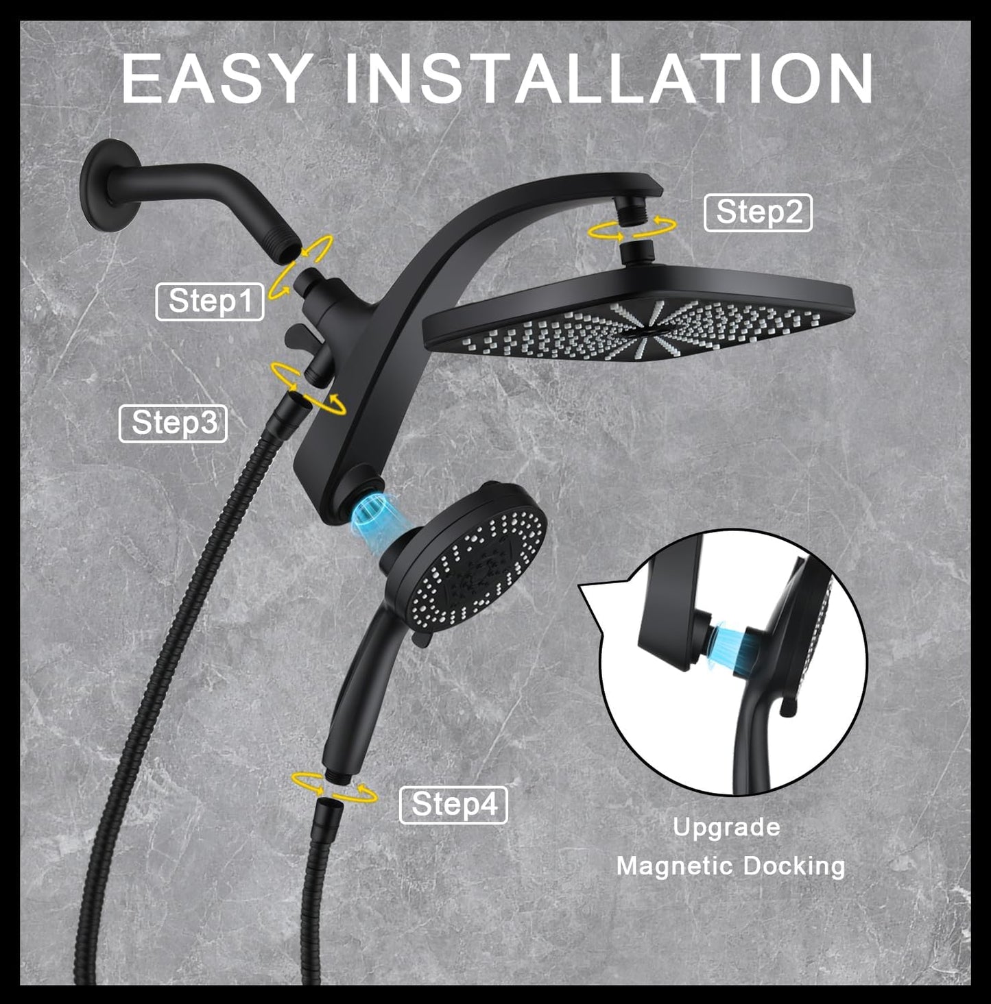 High Pressure Rain I Handheld Shower Head Combo encalife