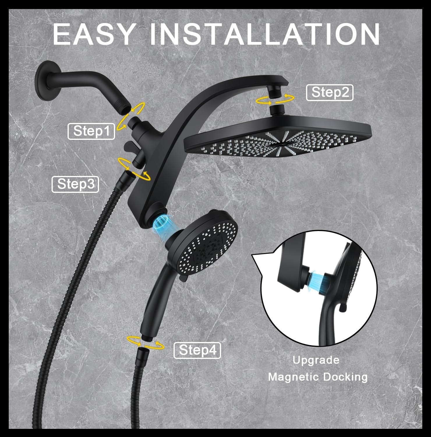 High Pressure Rain I Handheld Shower Head Combo encalife