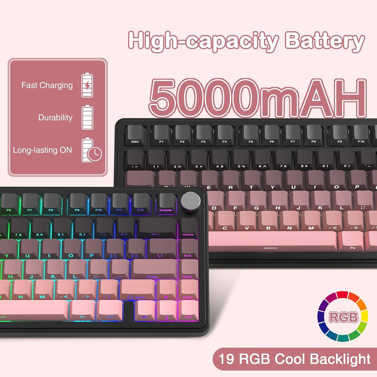 Gaming Mechanical Keyboard Wireless RGB Hot Swappable encalife
