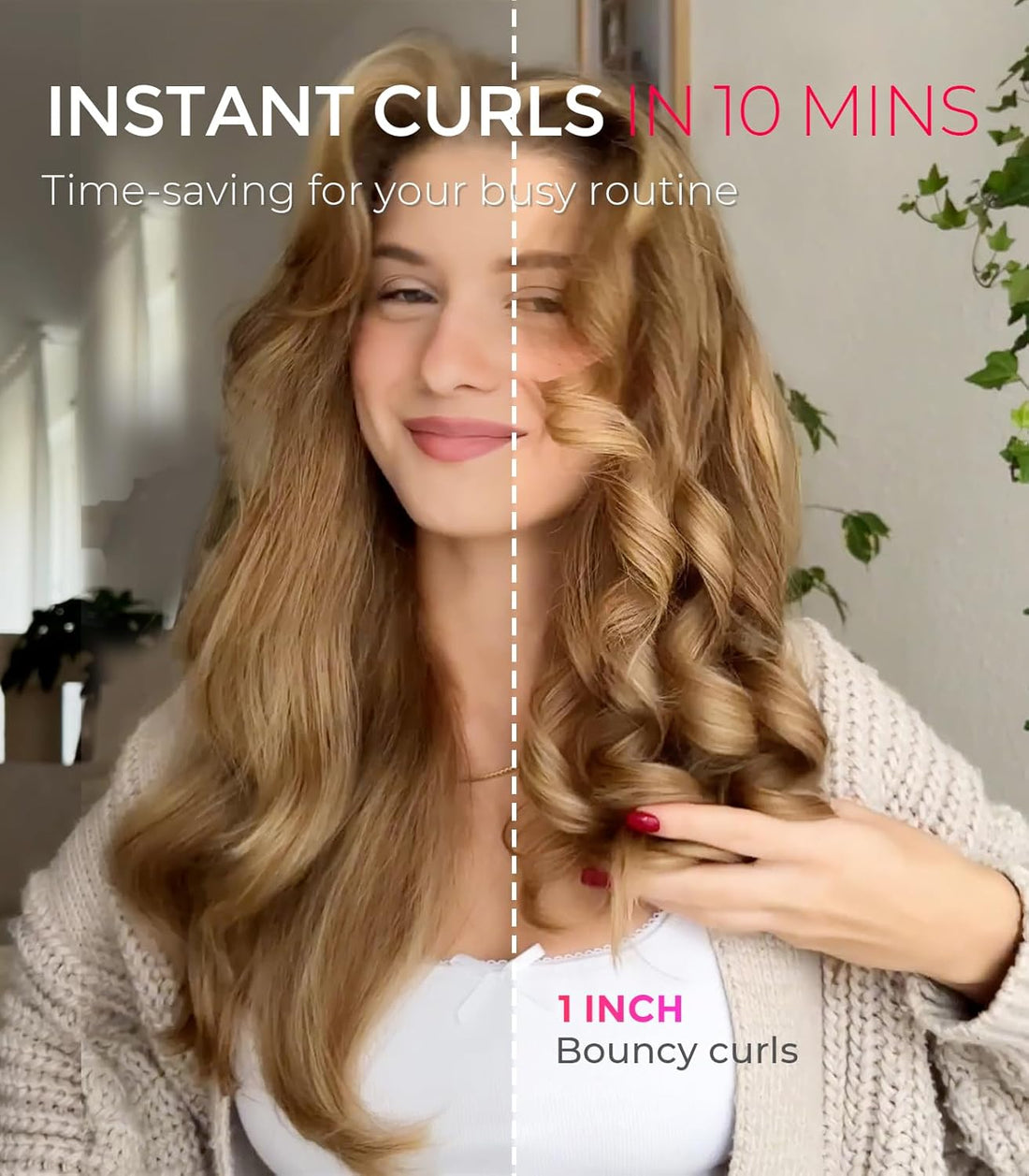 Peach Automatic Curling Iron | TYMO Beach Waves Hair Curler encalife