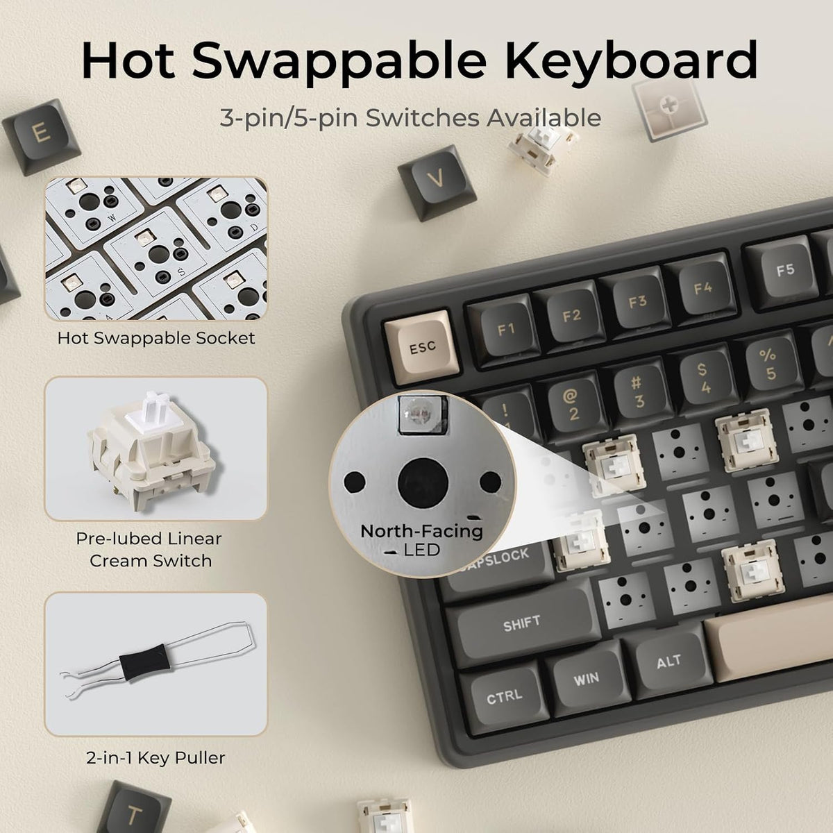 Gaming Mechanical Keyboard RGB Hot Swappable Numberpad encalife