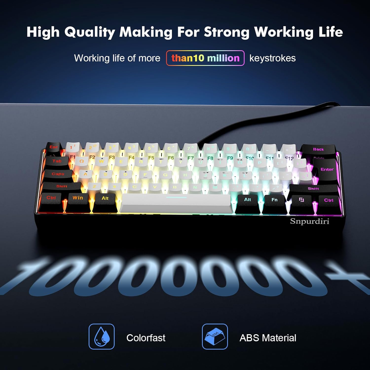 Gaming Keyboard 60% RGB Compact Wired for PC & Mac encalife