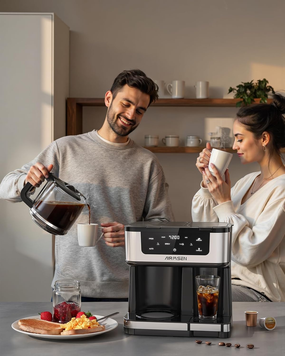 12-Cup Programmable Dual Single Serve Coffee Maker encalife