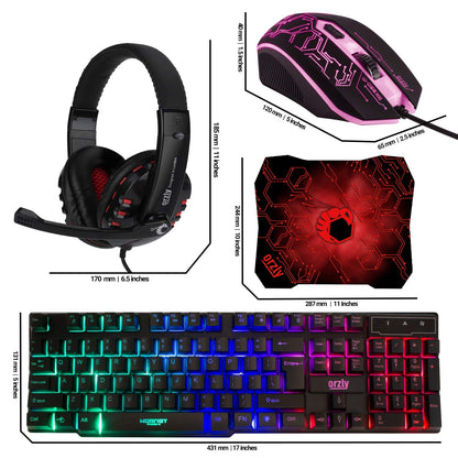 RGB Gaming Keyboard Mouse Headset Combo 4-in-1 Bundle encalife