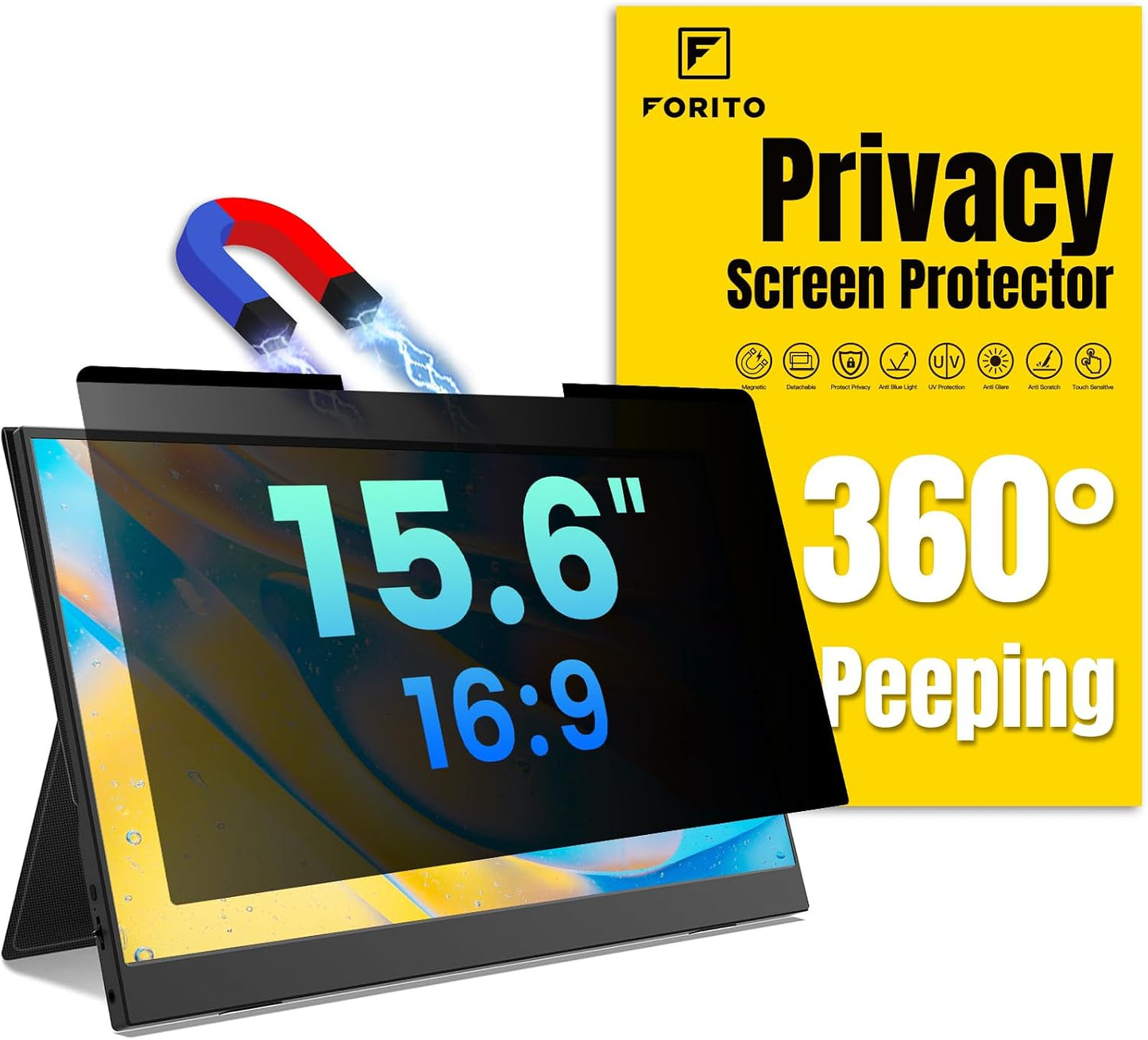 15.6-inch magnetic laptop privacy screen with anti-glare blue light filter