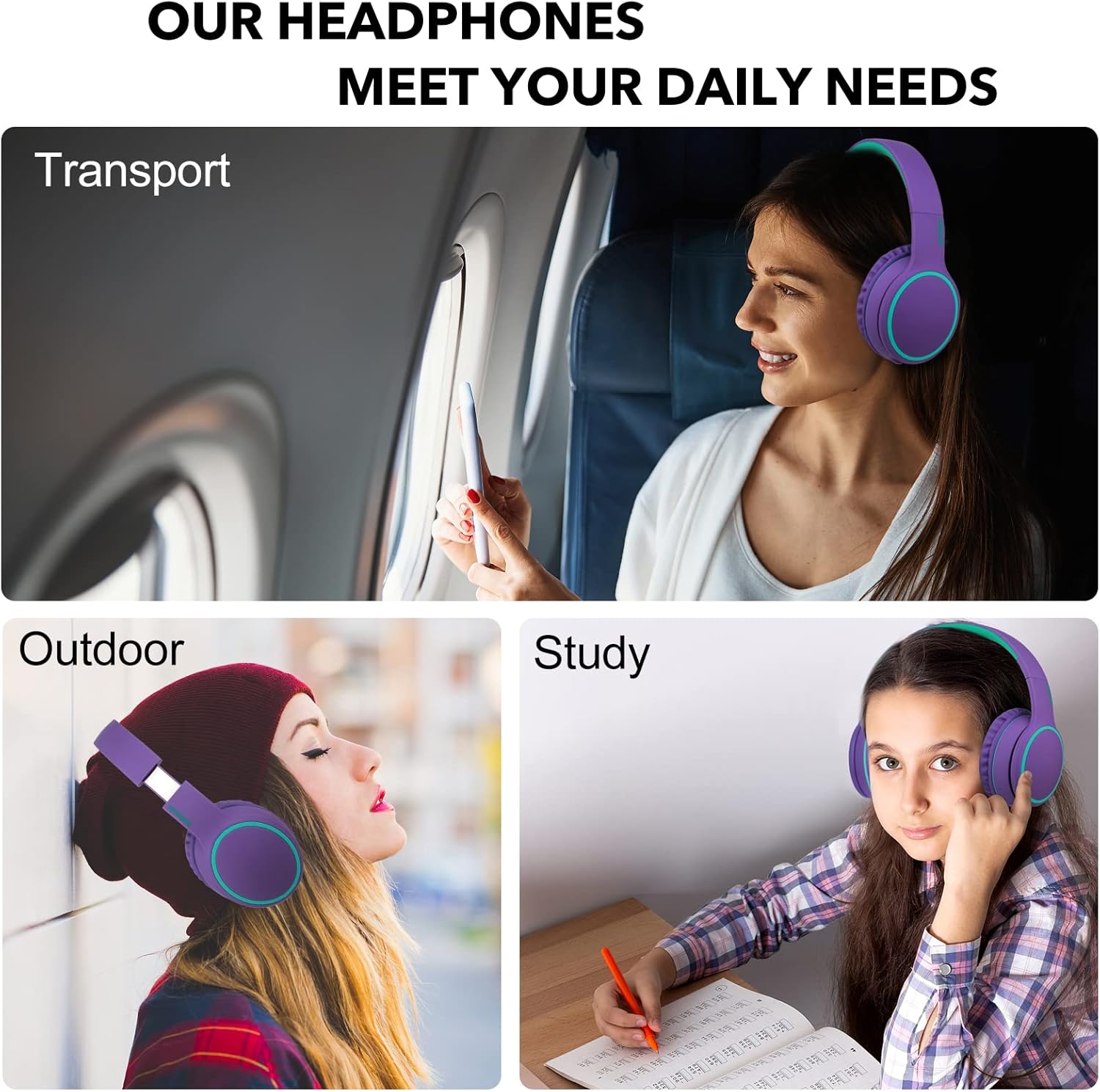 Over Ear Bluetooth Headphones with Deep Bass encalife