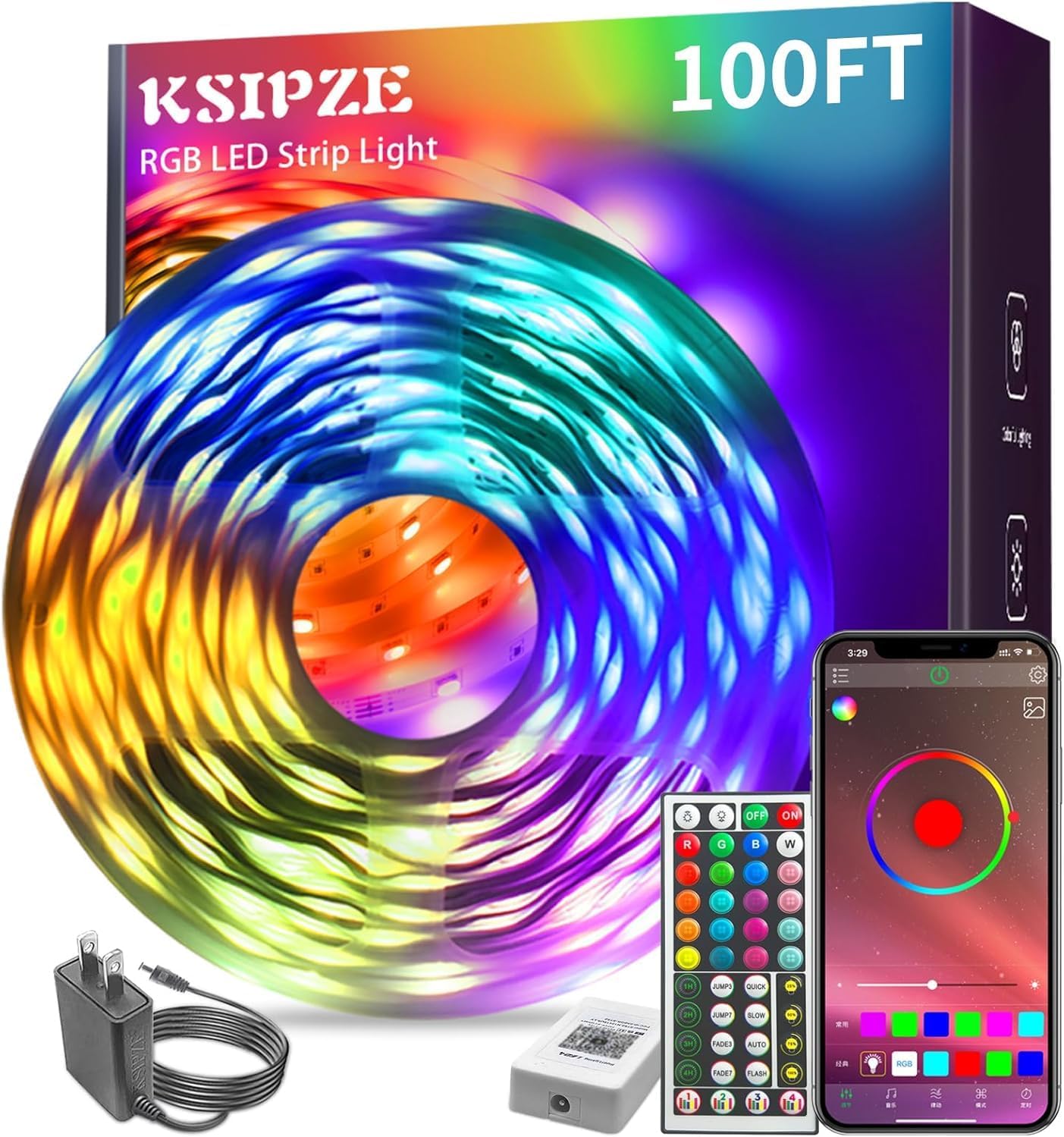 100ft RGB Lighting strip lights around bedroom ceiling