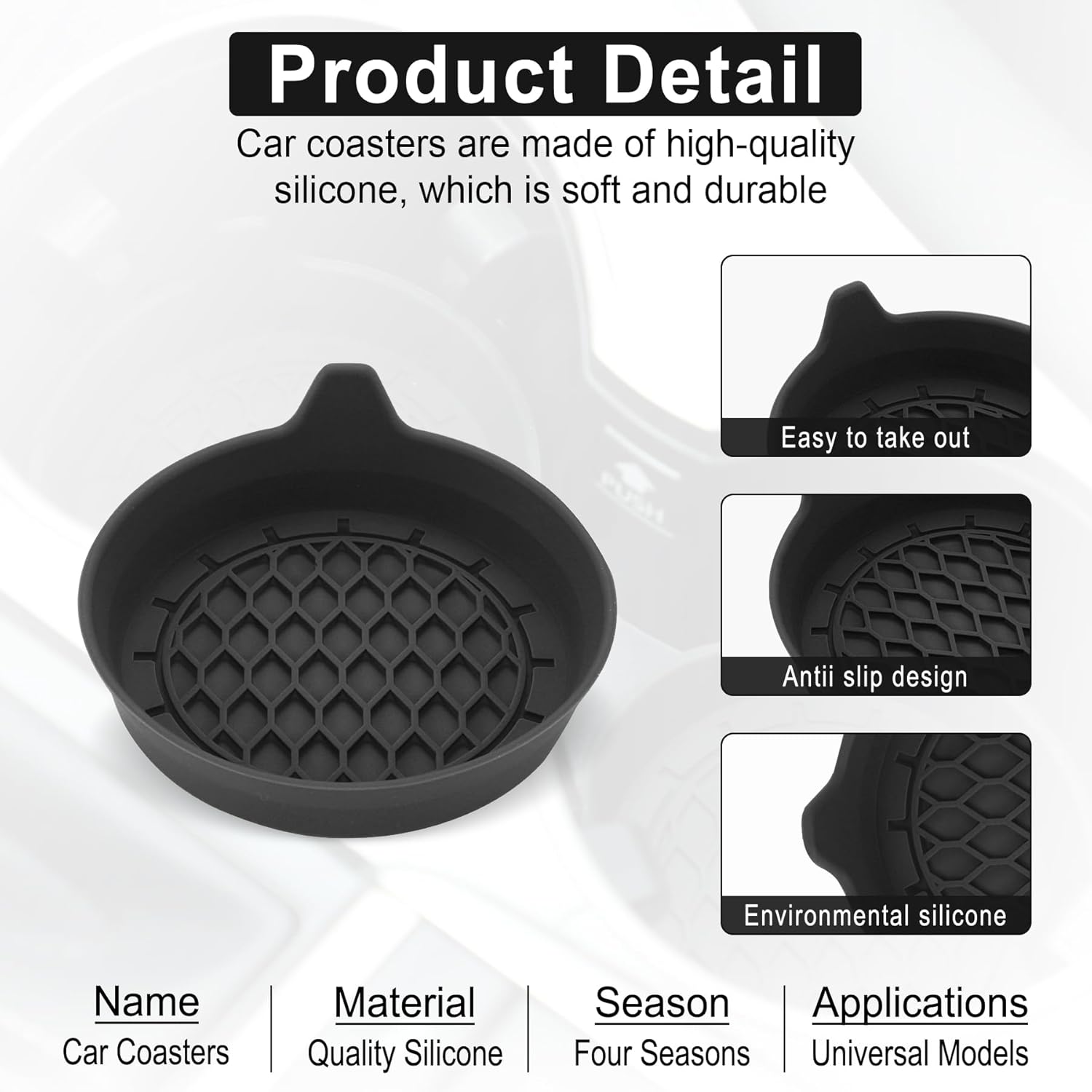 Car Cup Holder Coaster Silicone 4 Pack encalife