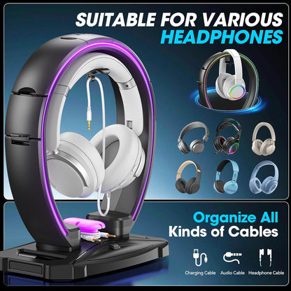 RGB Lighting Headset Controller Stand encalife