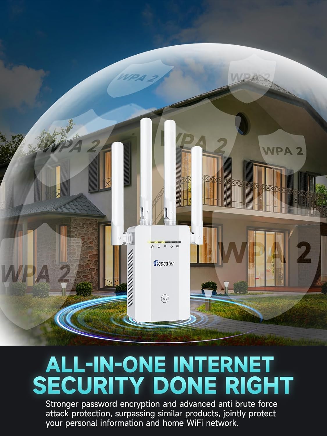 White WiFi Extender 16K Sq. Ft Signal Booster encalife
