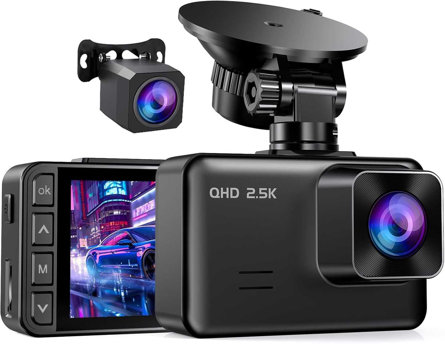 2.5K Front and Rear Dash Cam for Cars I Night Vision