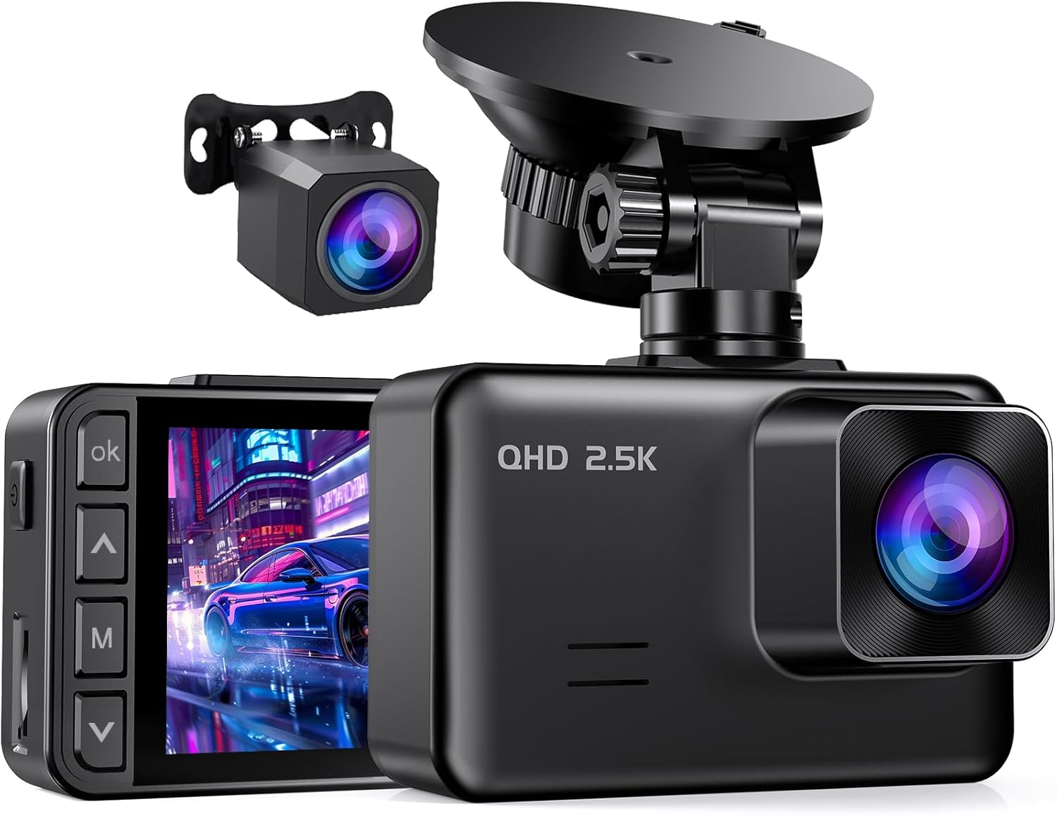 2.5K Front and Rear Dash Cam for Cars I Night Vision
