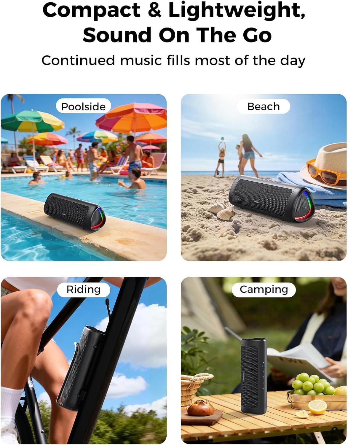 Powerful 20W Waterproof Bluetooth Speaker With Lights encalife