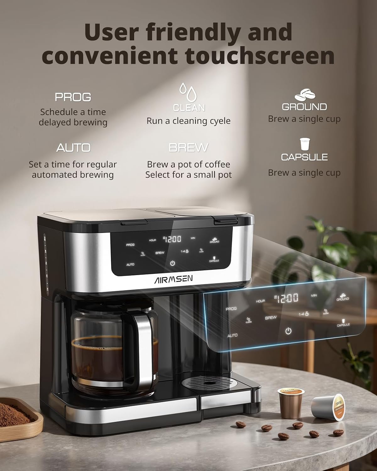 12-Cup Programmable Dual Single Serve Coffee Maker encalife
