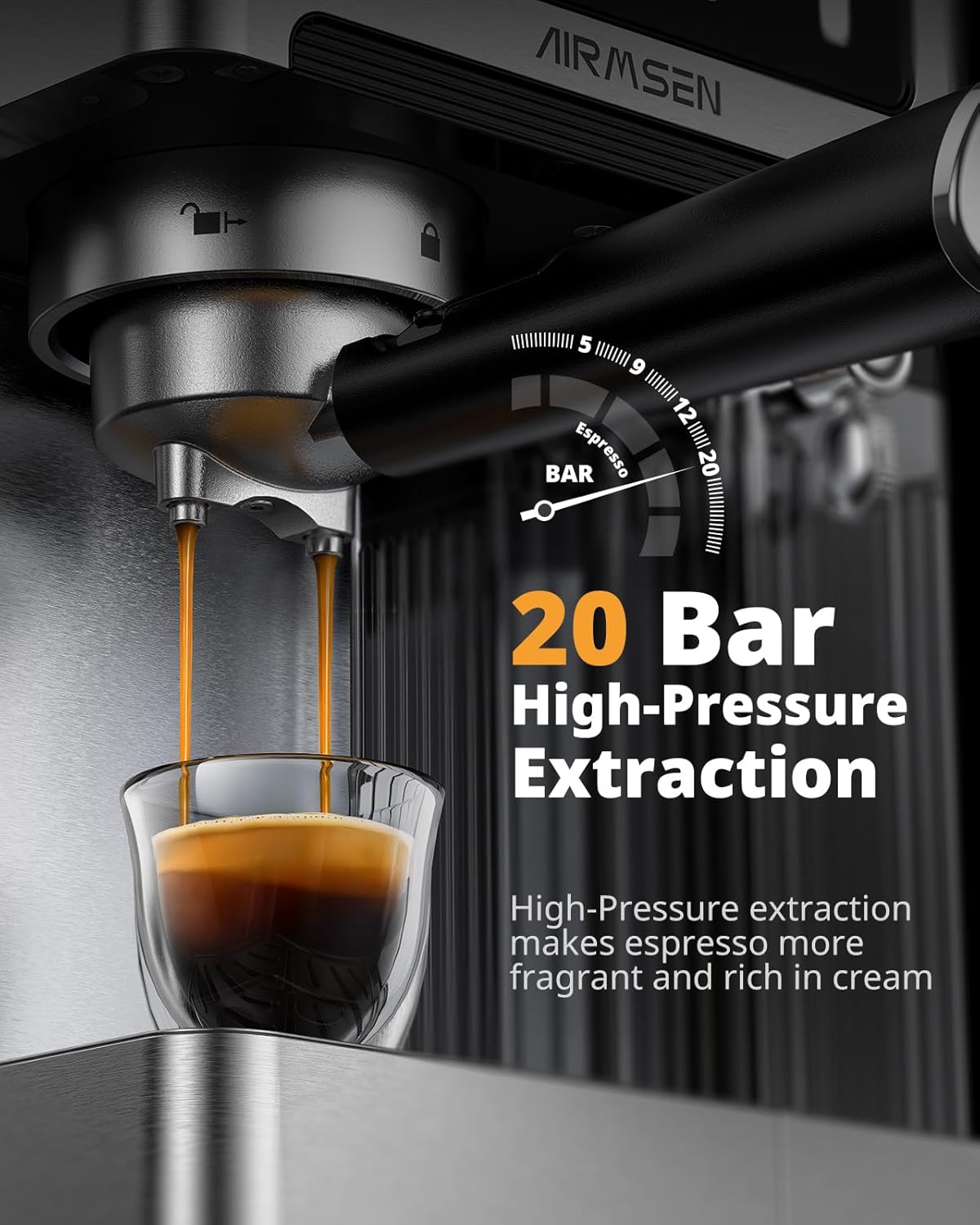 20 Bar Espresso Machine with Auto Milk Frother encalife