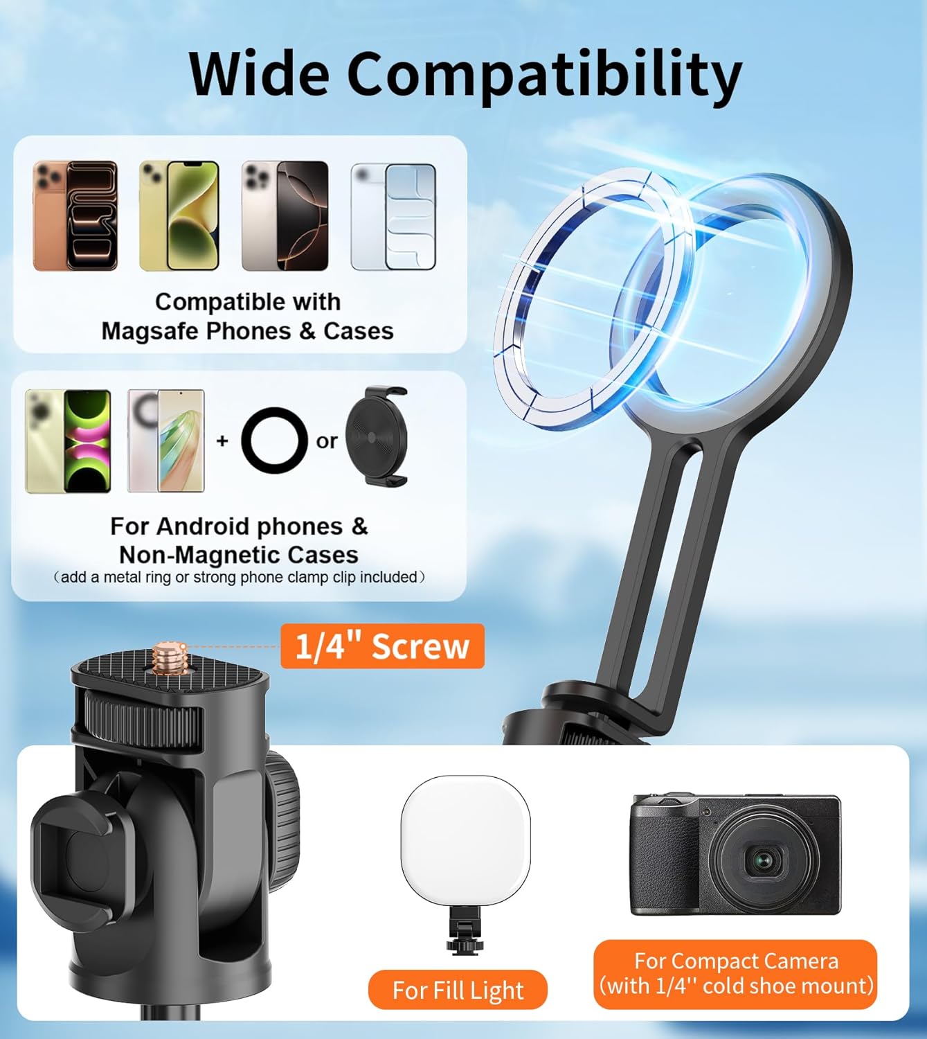 69-Inch Magnetic Phone Tripod With Rechargeable Remote encalife