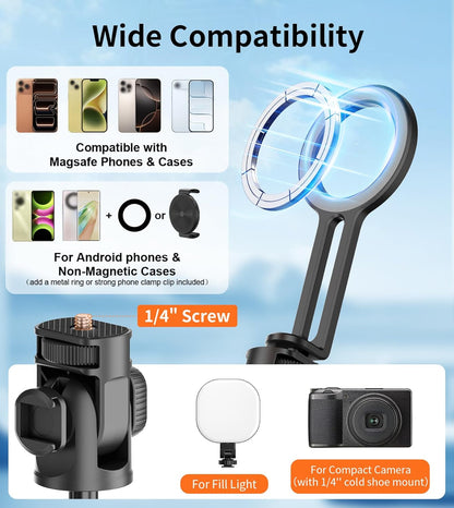 69-Inch Magnetic Phone Tripod With Rechargeable Remote encalife