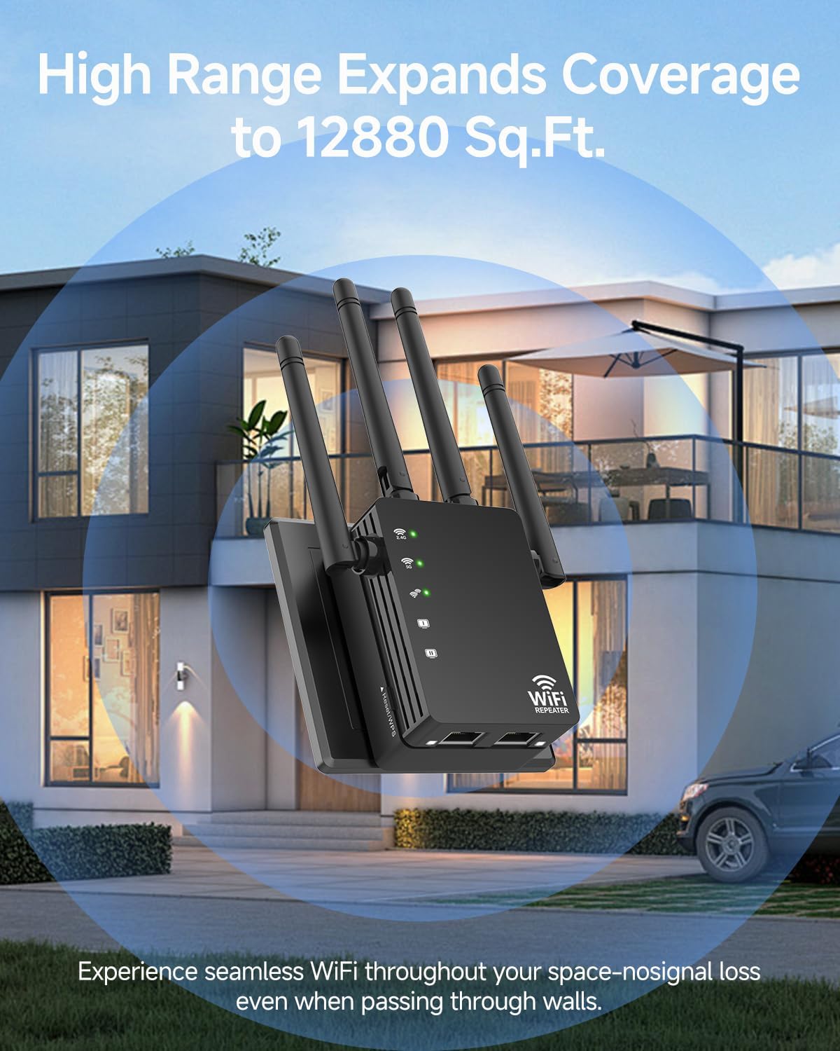 WiFi Extender 1200Mbps I 12880 Sq. Ft Signal Booster encalife