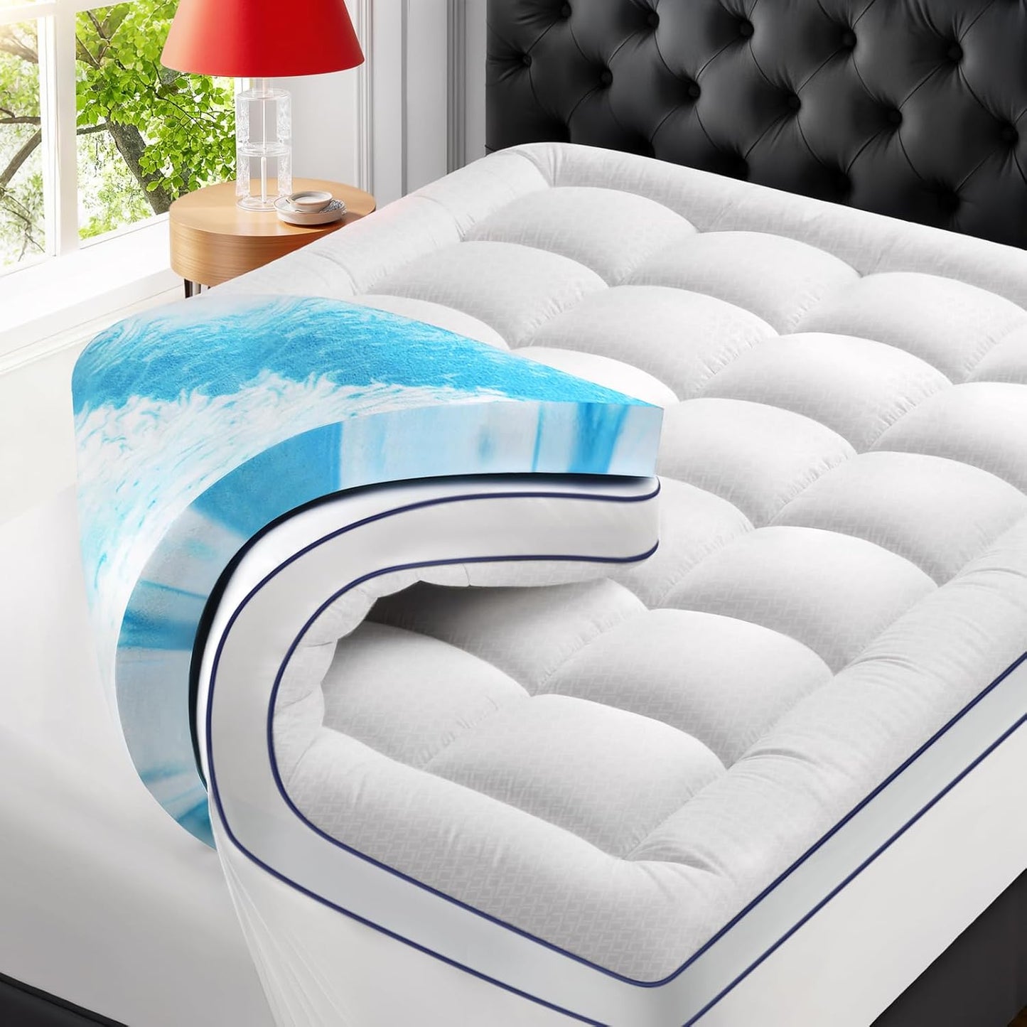 King Memory Foam Mattress Topper | 4 Inch Gel Pillow Top