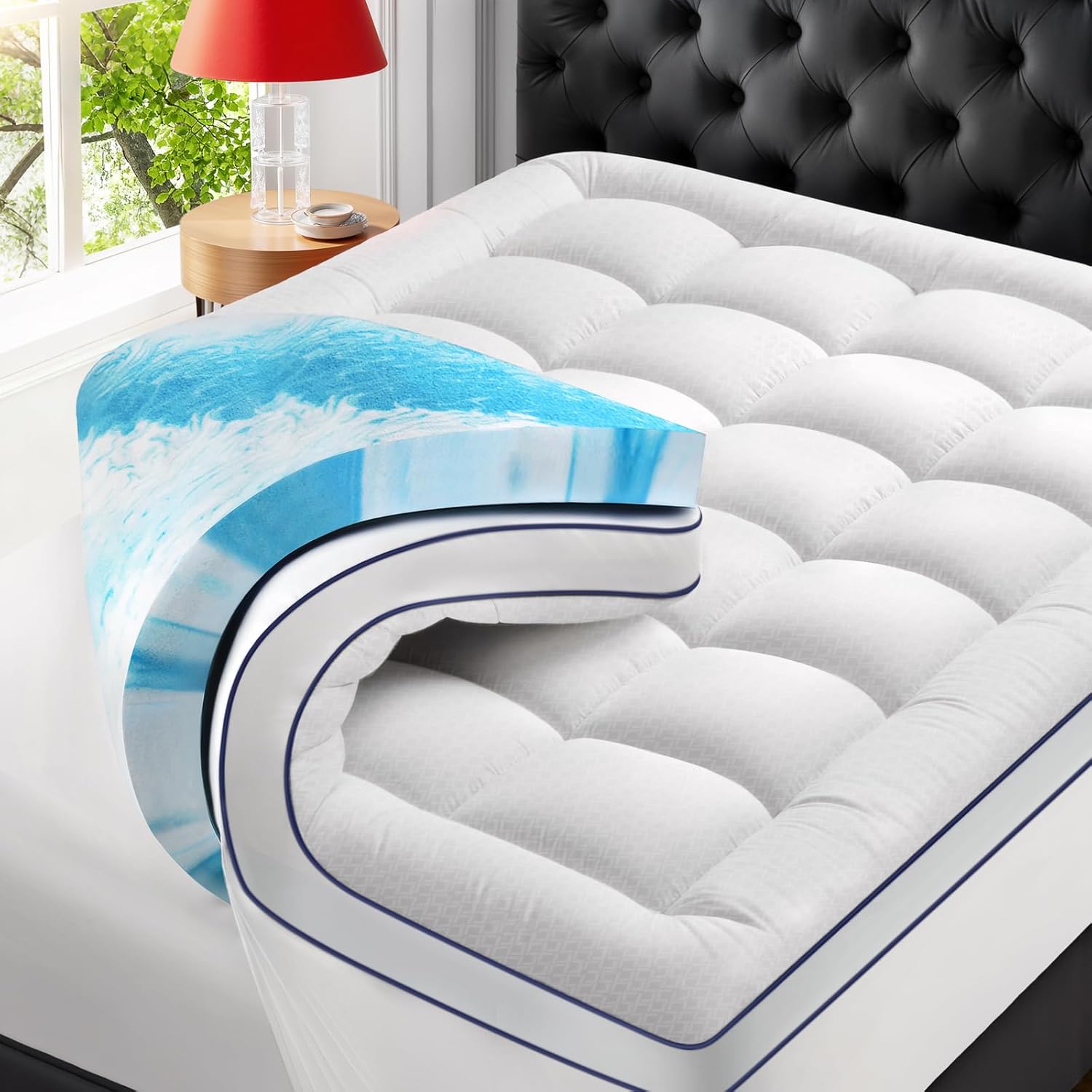 King Memory Foam Mattress Topper | 4 Inch Gel Pillow Top